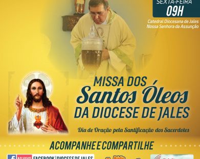 Missa dos Santos Óleos da Diocese de Jales será realizada nesta sexta-feira, 11 de junho